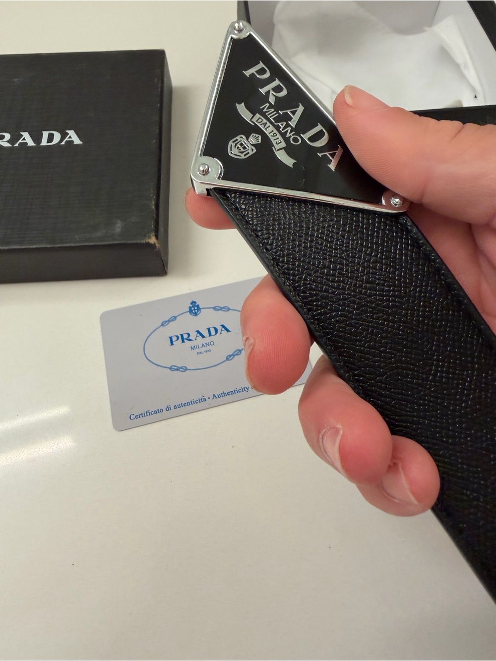 Prada Milano black Saffiano leather belt size 38 - Picture 5 of 10